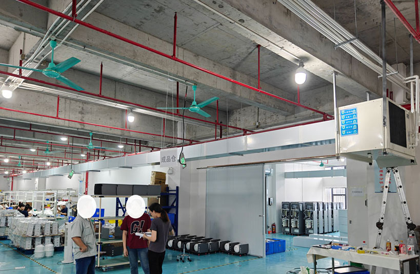 智能飲水機(jī)生產(chǎn)車(chē)間崗位降溫用工業(yè)蒸發(fā)冷省電空調(diào)臥式管道機(jī)