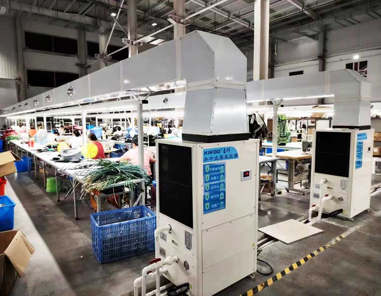 生產(chǎn)車間降溫（崗位區(qū)域降溫），應(yīng)用蒸發(fā)冷省電空調(diào)-立式管道空調(diào)機(jī)組