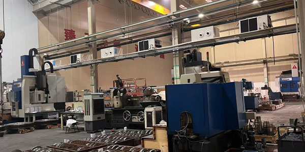 齒輪廠車(chē)間降溫使用工業(yè)蒸發(fā)冷省電空調(diào)，用電量只需傳統(tǒng)空1/6